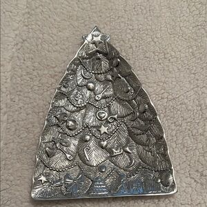Silver Christmas Tree Decorative Tray